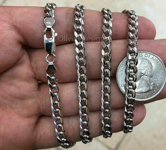 Guaranteed 925 Sterling Silver Cuban Curb Chain Necklace Solid & Heavy  Version