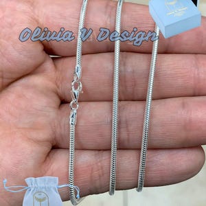Real Solid 925 sterling silver Snake Chain necklaces 2mm 16&quot;,18&quot;,20&quot;,22&quot;,34&quot;,30&quot; - Genuine 925 Silver - Round Snake