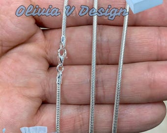 Chain - Snake 925 Sterling Silver Rhodium Coated Chain - Snake 925 Sterling Silver Rhodium Coated
