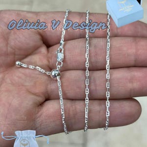 Sterling Silver Anchor Mariner Link Chain Necklace - Adjustable 24&quot;