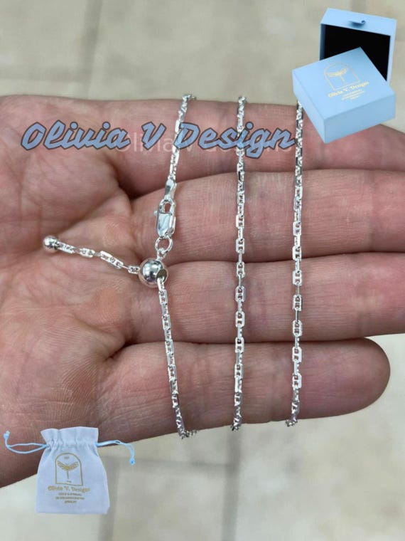 925 Sterling Silver Anchor Mariner Link Adjustable Chain