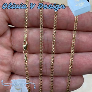 18K Solid Yellow Gold Cuban Link Chain Necklace - 2.00MM
