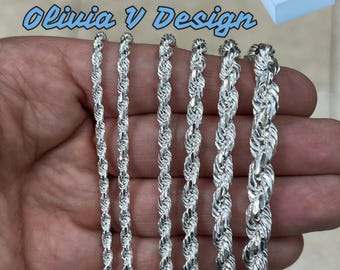 CHOLOS シルバー ネックレス 21g ロブスタークラスプ ダイヤモンドカットスターリングシルバーロープチェーンネックレス
