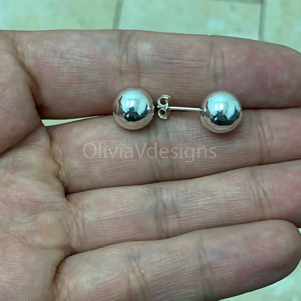 925 Sterling Silver Ball Stud Earrings (1 pair)...2mm, 3mm, 4mm, 5mm, 6mm, 7mm,8mm,9mm, 10mm Ball Studs, Simple Earrings, Bridesmaid Gift