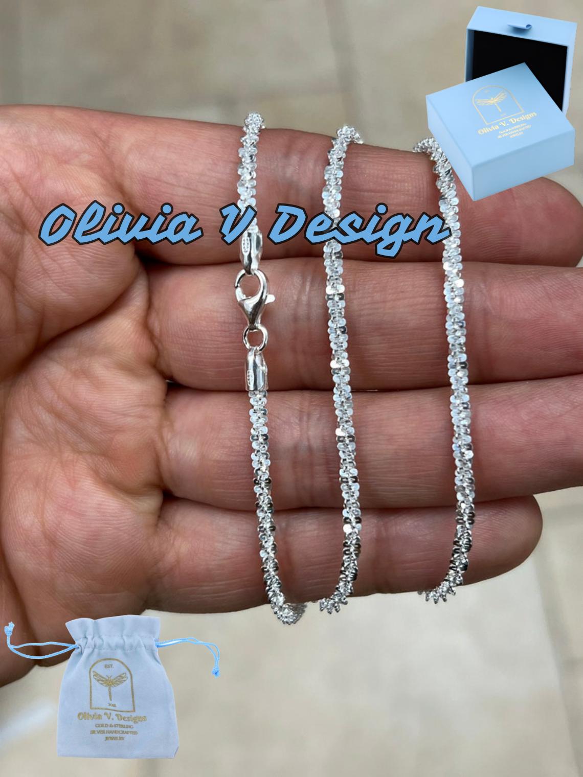 925 Sterling Silver Sparkle Glitter Margarita Twisted Rock