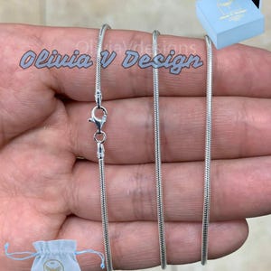 Solid 925 Sterling Silver Snake Chain Necklace - 1.6mm Round