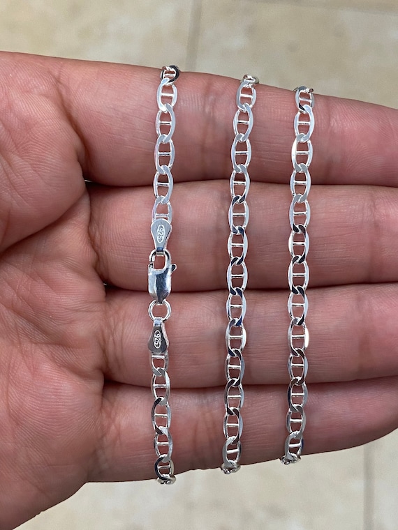 Italian Made Silver Necklace 925 Sterling Silver Mariner Chain -G040 20” Long 1.5 MM Thick Silver Chain