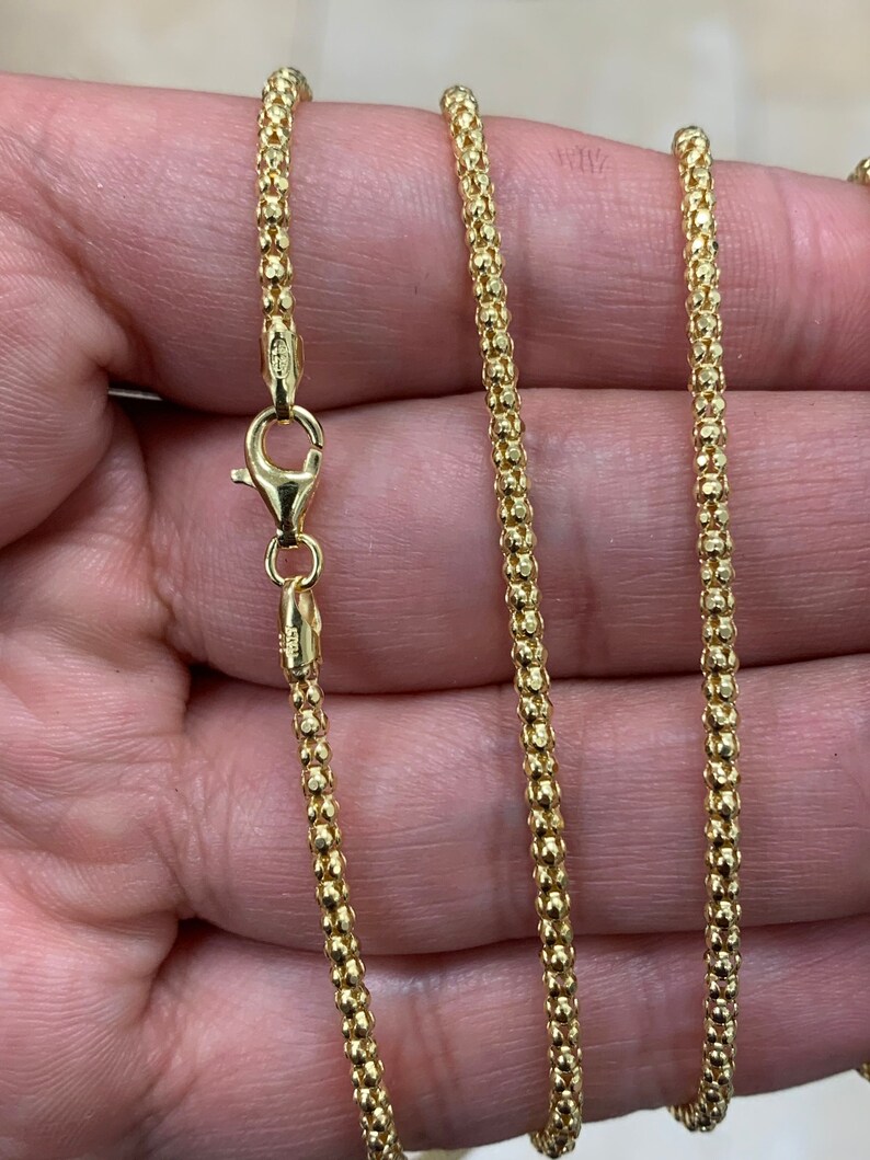 925 Sterling Silver 14K Gold Vermeil Popcorn Chain Coreana Etsy