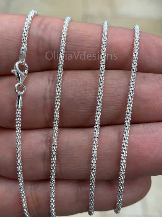 925 Sterling Silver Popcorn Chain Coreana 1.8mm chain Anti