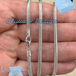 3.5MM Solid 925 Sterling Silver Italian Round Snake Chain Necklace Bracelet, Made in Italy, Lengths: 16 18 20 24 or 30&quot; Inches