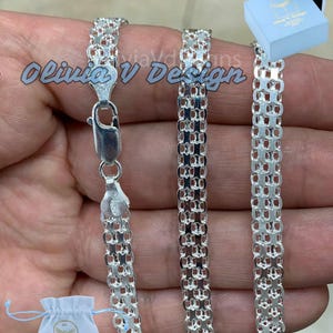925 Sterling Silver Bismark Bizmark Diamond Cut Chain Necklace Italy 3mm , Lobster Clasp, New, Italy, Gift, Men, Woman