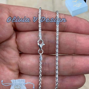2mm Sterling Silver Spiga Chain Necklace: Diamond Cut Wheat Chain