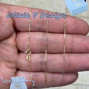 10K Solid Gold Box Chain Necklace: Delicate Layered Style
