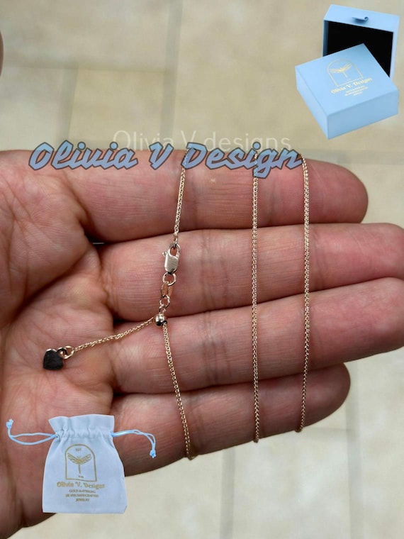 14K Rose Gold Solid 1mm Adjustable Wheat Spiga Chain - Various Lengths 14K Rose Gold Solid 1mm Adjustable Wheat Spiga Chain - Various Lengths