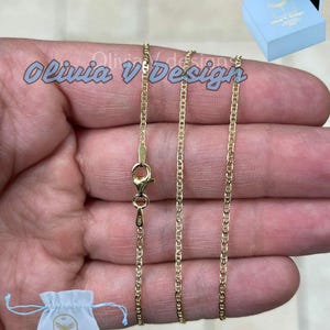 14k Yellow Gold Over 925 Sterling Silver 1.8mm Flat Mariner Link Anchor Chain Necklace , Italy, 16&#39;&#39; 18&#39;&#39; 20&#39;&#39; 22&#39;&#39; 24&#39;&#39; 26&#39;&#39; 28&#39;&#39; 30&#39;&#39;