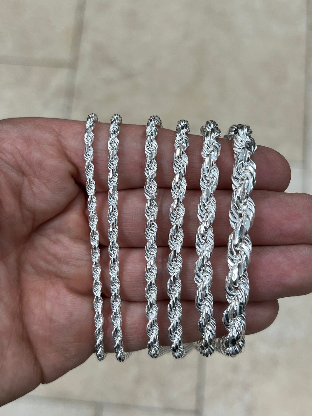 Real Solid 925 Sterling Silver 11mm Thick Men's Rope Chain