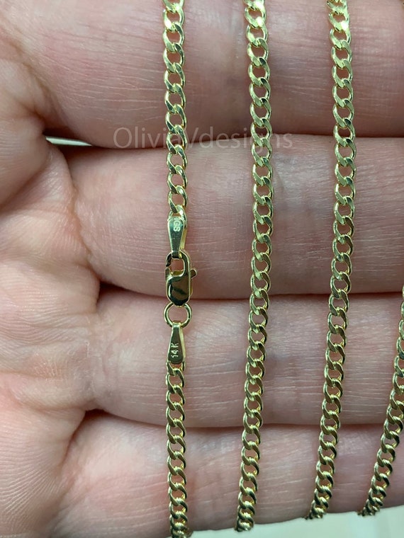 14K Solid Yellow Gold Cuban 2.50MM Link 