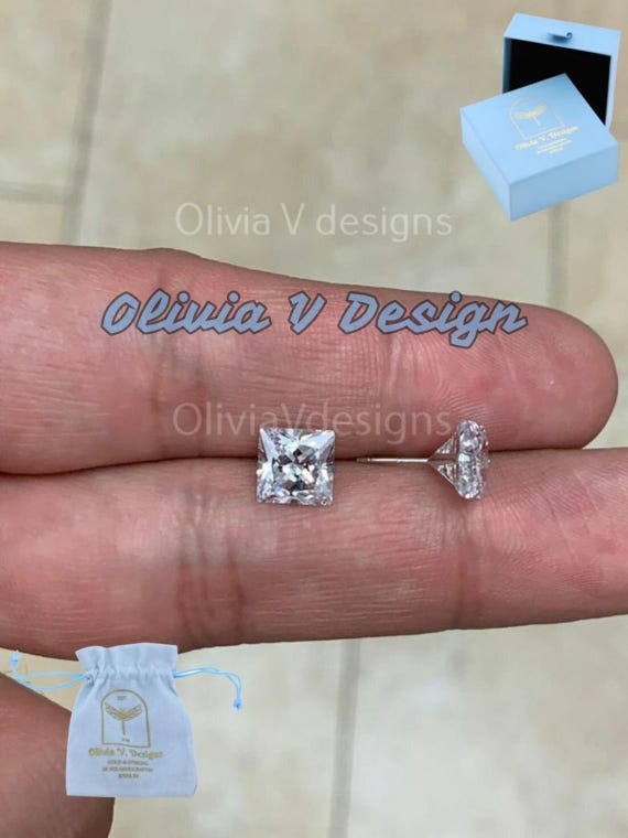 Gold Piercing 2-karätige Ohrstecker Aus 14k Weißgold Mit Labor-Saphiren (VVS1/D) - 7 Mm, Schraubverschluss Diamant Ohrringe Weißgold