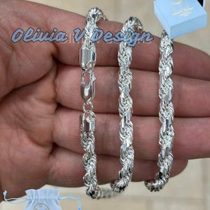 925 Sterling Silver Rope Chain Necklace 6.5mm, Lobster Clasp, New, Gift, Men, Woman