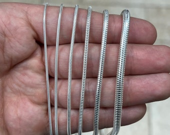 Real Solid 925 Sterling Silver Snake Chain necklaces 1.4mm 1.6mm 2mm 2.5mm 3.5mm 4mm In 16",18",20",22",34",30" - Genuine 925 - Round Snake