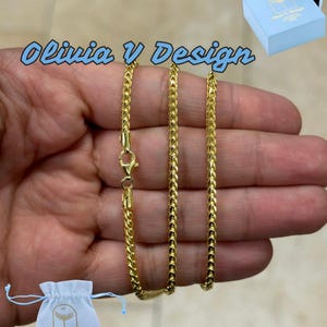 925 Sterling Silver 14k Gold Hollow Square Box Franco Link Chain 5mm