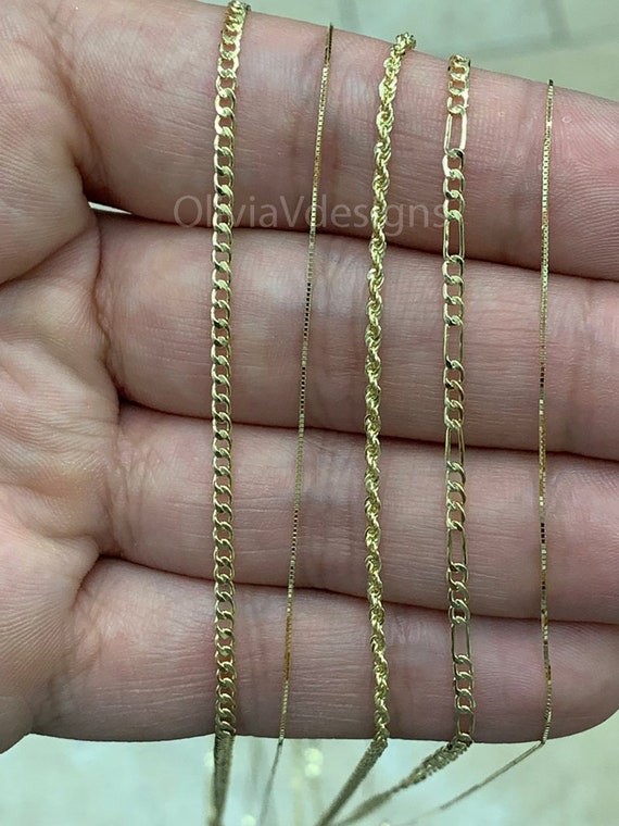 14K Yellow Gold Chain Necklace Box Chain Rope Chain Curb Figaro 16'' 18''  20'' 22'' 24'' 26'' 28'' 30'' - Best Seller, Gift, New, 14k Gold