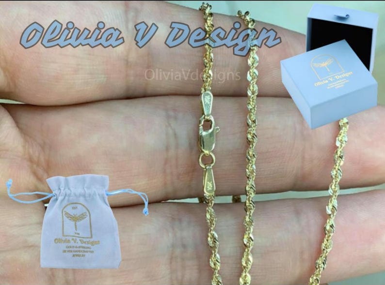 22 In Chain 10k Gold Sparkle Rope Chain - 22 Inch Lightweight Necklace - Etsy