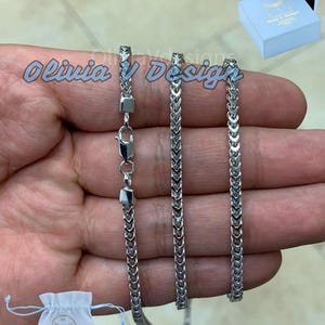 Sterling Silver Franco Chain 2.5mm: Rhodium Plated Italian Necklace