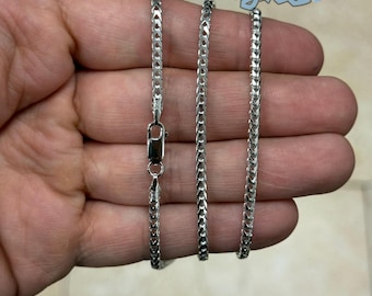 Collar Plata De Ley 925 Italiana | Eslabón Cuadrado Franco