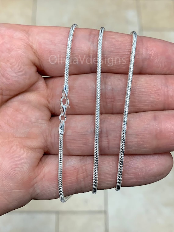 925 Sterling Silver 2.5mm Round Snake Chain – Oliver & Navy