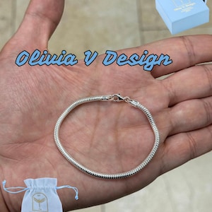 3.5MM Solid 925 Sterling Silver Italian Round Snake Chain Bracelet Anklet Made in Italy, Lengths: 7” 8” 9” 10”