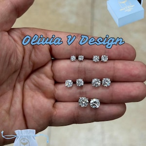Aretes de diamantes cultivados en laboratorio con certificación IGI de 0,50, 1,00, 1,50, 2,00 y 3,00 quilates en oro blanco de 14 k con cierre de rosca y diamantes redondos, D-E-F VS