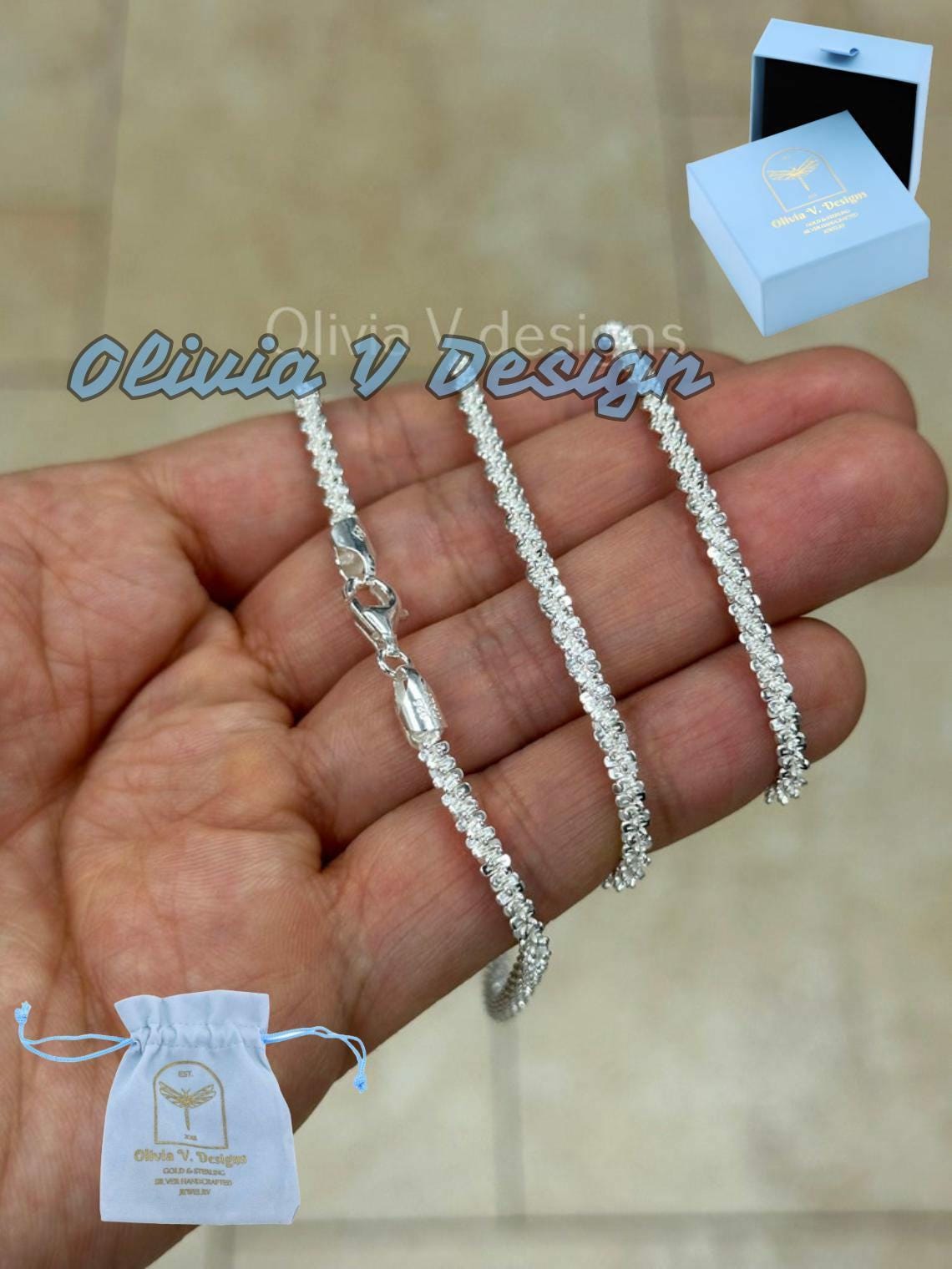 Glitter チェーン 925-Sterling-Silver-Twisted-
