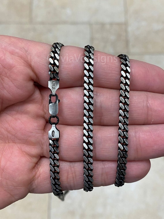 925 Titanium Coated Sterling Silver Clip Chain Bracelet