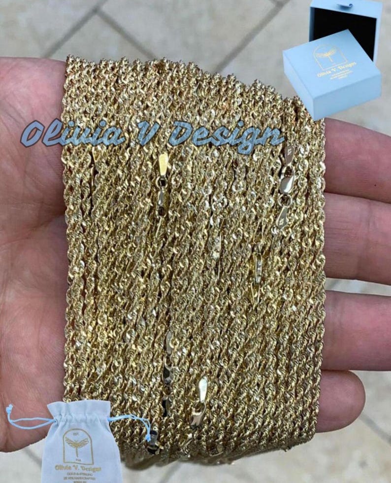 10k Gold Sparkle Rope Chain - 22 Inch Lightweight Necklace - Etsy