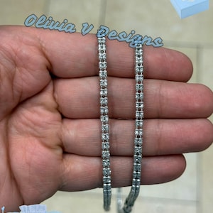 4mm Diamond-Cut Ice Link Chain Rhodium Sterling Silver 925 Italy All Sizes 3-Line 4-Line