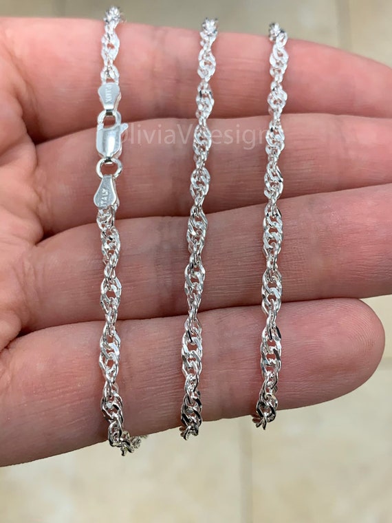 925 Sterling Silver Rope Chain Necklace Italy 1.2mm 1.5mm 2.00mm 2.5mm  2.7mm 3.20mm 3.6mm 4.5mm 5.7mm, Lobster Clasp, New, Gift, Men, Woman