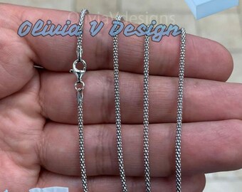thumbnail image 2 of 2MM Solid 925 Sterling Silver Popcorn Chain Necklace - Diamond Cut - Made In Italy 2 of 14