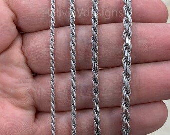 So Scene 925 Sterling Silver Rope Chain Necklace Lobster Clasp So Scene 925 Sterling Silver Rope Chain Necklace Lobster Clasp