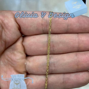 14k Yellow Gold Plated Over 925 Sterling Silver 1.5mm Flat Mariner Link Anchor Anklet 10&#39;&#39; - Made In Italy