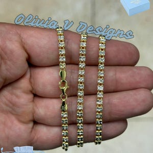 Two-Tone Diamond-Cut Sterling Silver Chain: 14k Gold Plated Ice Link