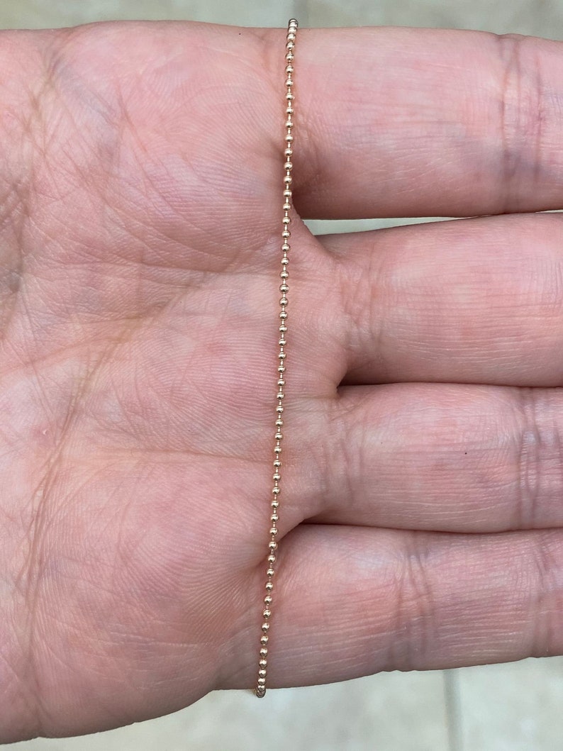14k Rose Gold Over 925 Sterling Silver Adjustable Ball Bead Chain 1mm Necklace 925 Sterling Silver Dog Tag