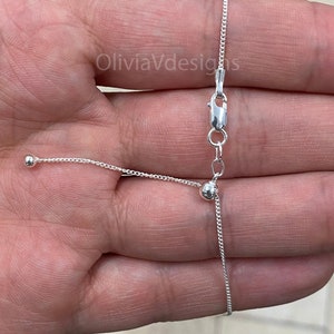 925 Sterling Silver Curb Cuban Adjustable 1mm Chain, Silver, Sterling Silver Chain, 925 Sterling Silver, Finished Necklace, 925 Silver