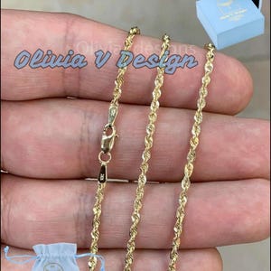 10k Gold Sparkle Rope Chain - 22 Inch Lightweight Necklace