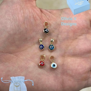 14k Gelbgold rund Evil Eye Anhänger, zierliches Auge - echtes 14k Gelbgold - Anhänger Geschenk, zierlich, Glück Schutz Charm