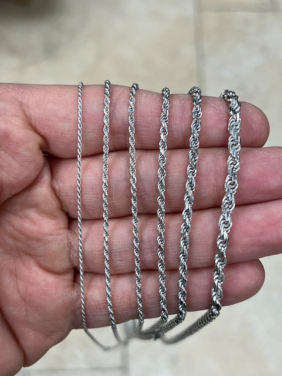 925 Sterling Silver Rope Chain Necklace Italy 1.2mm 1.5mm 2mm 2.5