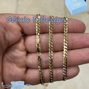14k Gold Over Sterling Silver Cuban Chain - 3.7mm Miami Curb Link