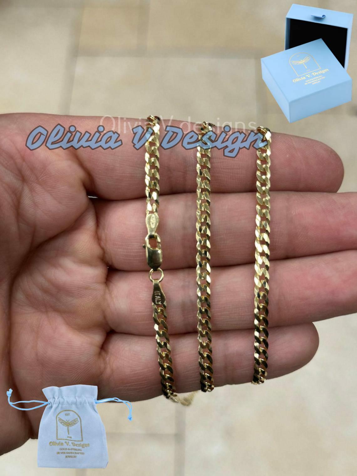 thumbnail image 2 of 14k Gold Vermeil Miami Cuban Chain – 20in 4mm Men's Necklace Made In Italy 2 of 6