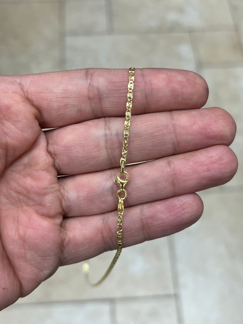 14k Yellow Gold Over 925 Sterling Silver 2mm Valentino Link Etsy