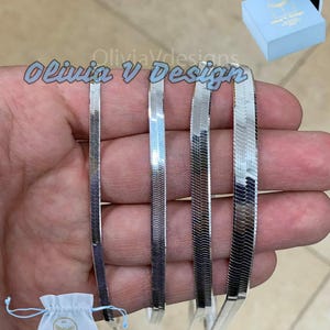 925 Sterling Silver Herringbone Necklace, Flex Layering Chain, 3mm 4.5mm 5.5mm 7mm, Silver Flat Snake Chain Italian Necklace Bracelet Anklet